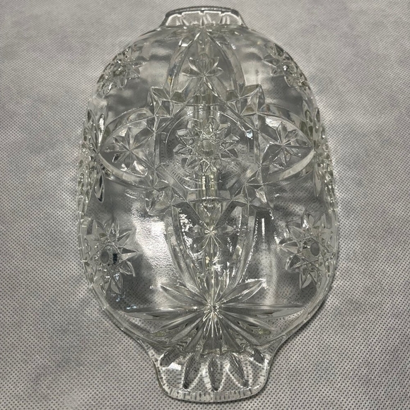 Vintage Glassware Anchor Hocking PRESCUT Glass Sparkly Star Relish Divided Dish - Picture 3 of 3
